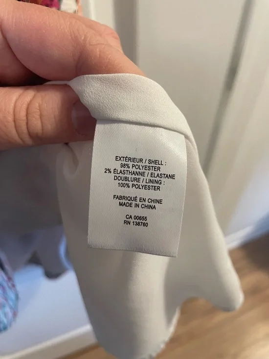 Reitmans Floral Smocked Dress in Pink, Green and Cream with Puff Sleeves - Picture 3 of 3